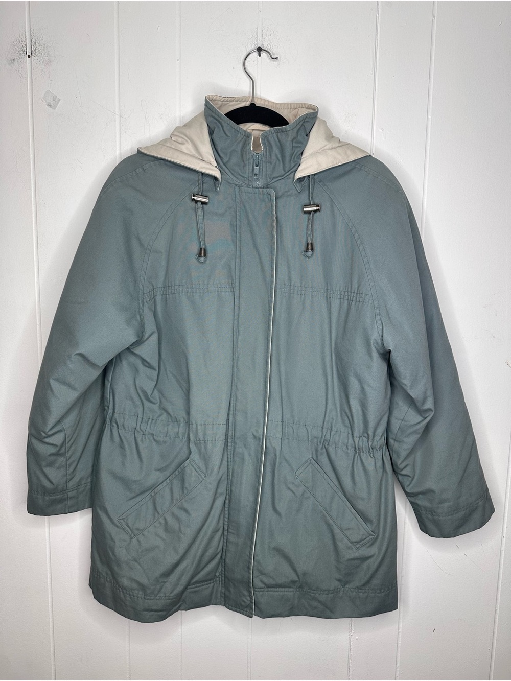 London Fog Women's Sea Foam Green Utility Puffer Jacket with Hood